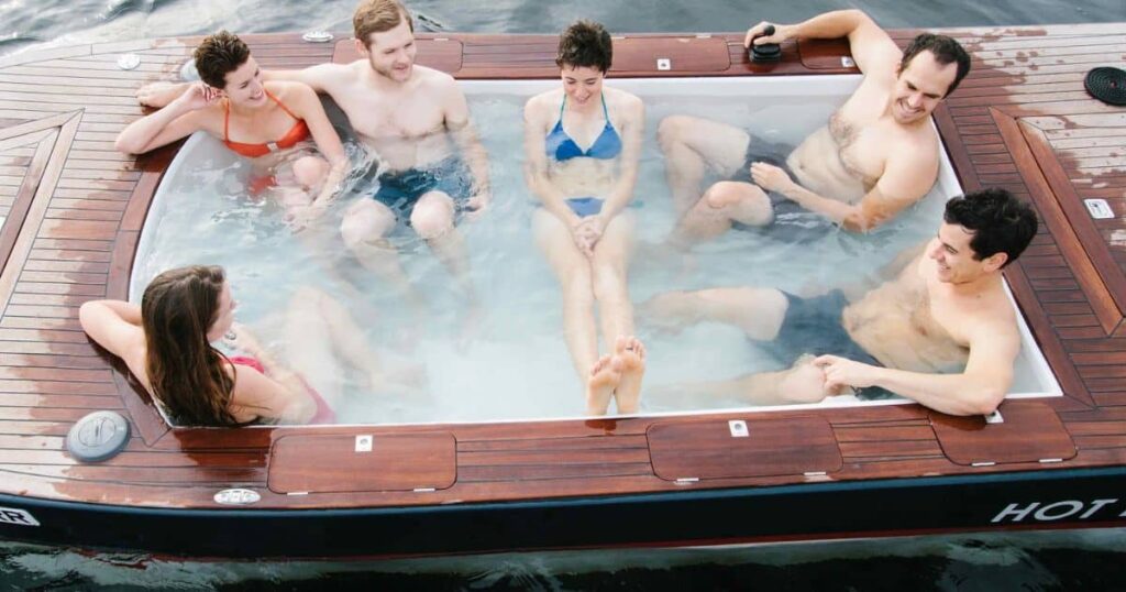 Enjoying Social Moments in a Coleman Hot Tub